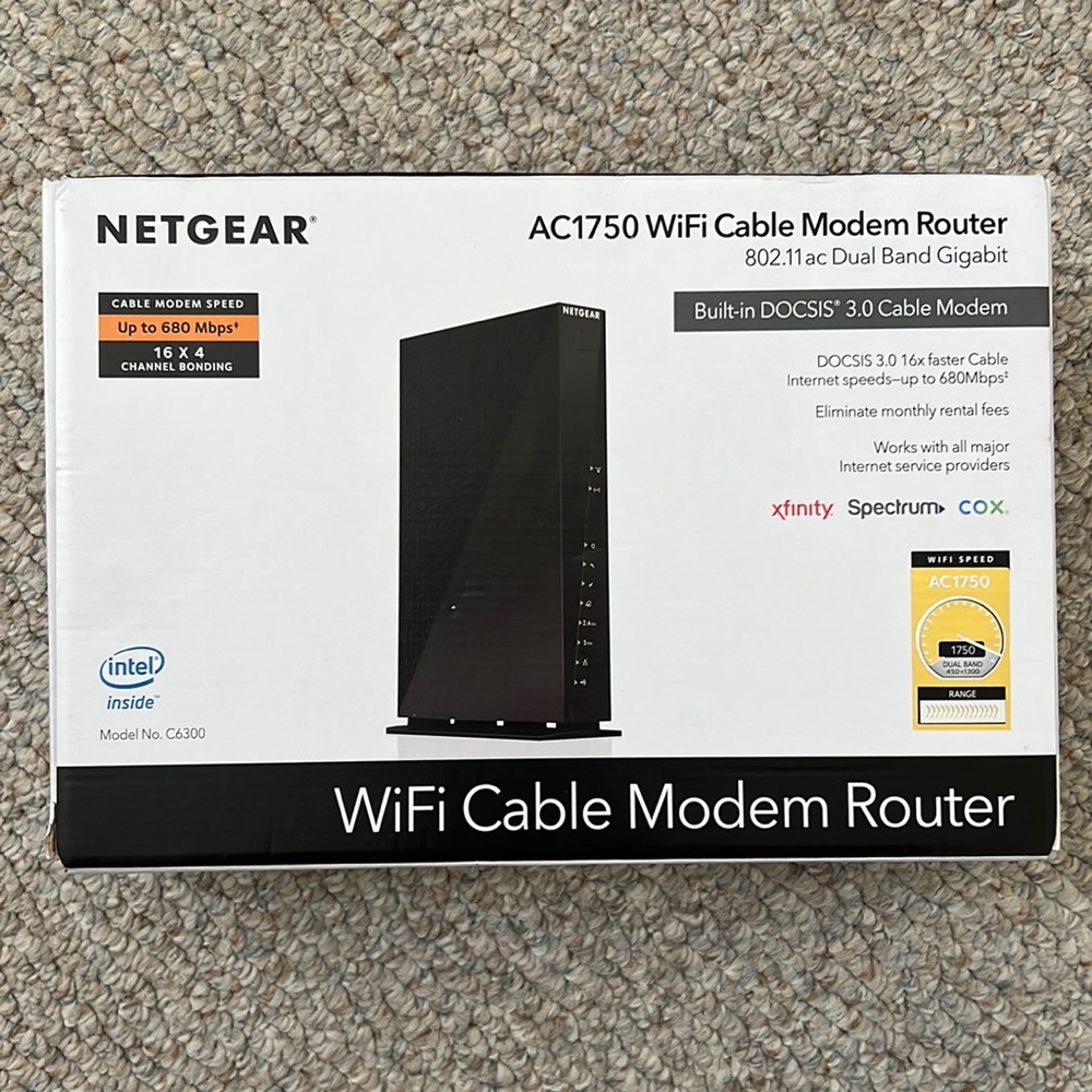 NETGEAR Cable Modem WiFi Router Combo C6300v2 (AC1750 DOCSIS 3.0)